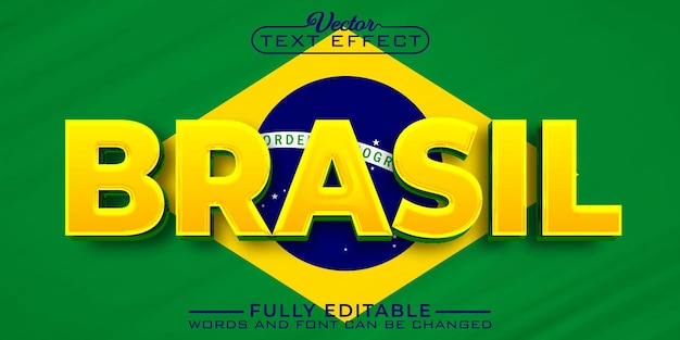 Vector brasil flag vector editable text effect template