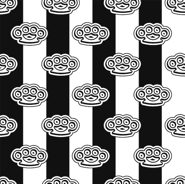 Brass knuckles fashion seamless pattern vector hand drawn doodle cartoon line illustration brass knuckles seamless pattern