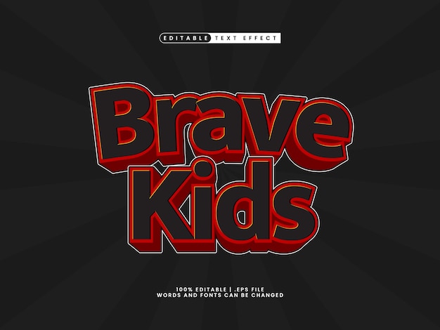 brave kids editable text effect style