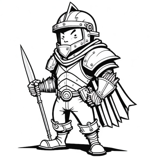 Vector brave knight cartoon coloring book for fantasy lovers