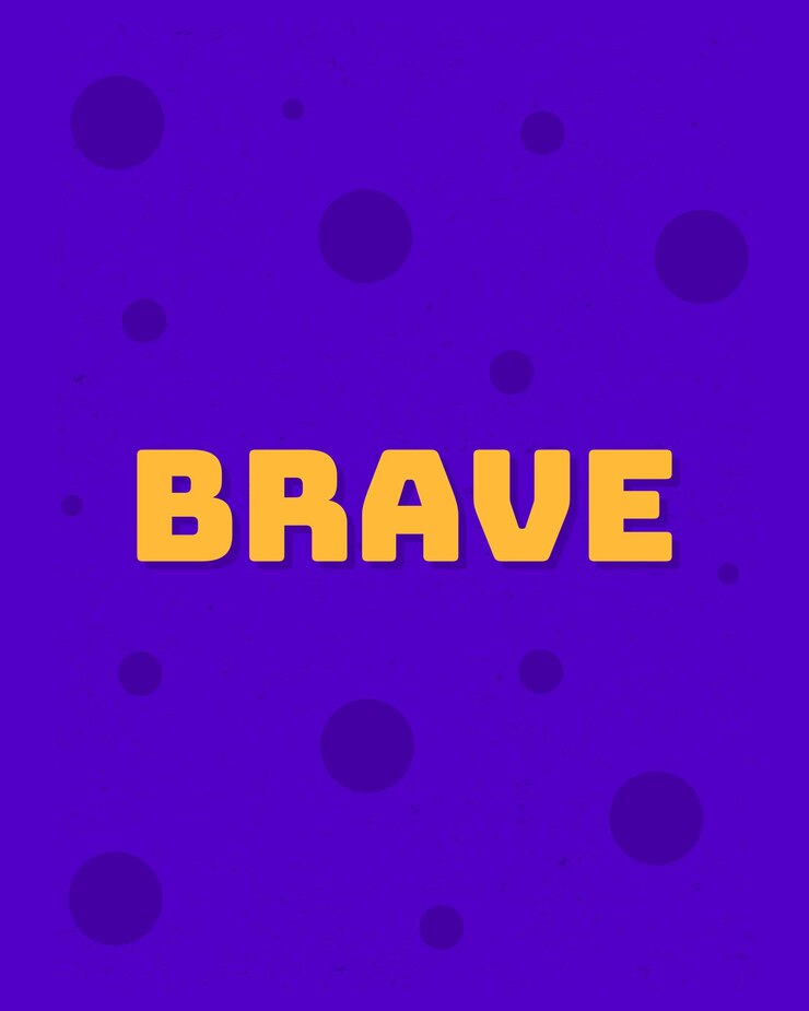 Vector brave motivational typography quotes in purple and yellow color