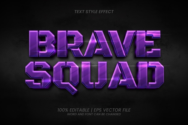 Редактируемый текстовый эффект в игровом стиле Brave Squad 3D