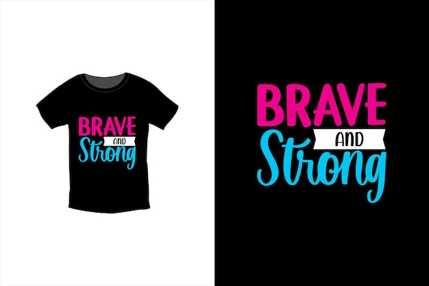 Храбрый и сильный. Шаблон дизайна футболки женского дня