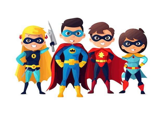 Brave superheroes Superhero squad superhero poster Vector illustration