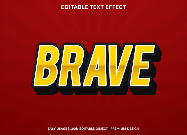 brave text effect template with 3d bold style