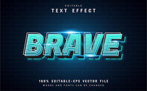 Brave text effect with line pattern