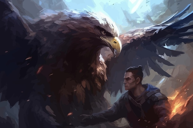 Vector brave warrior brave eagle vector illustration