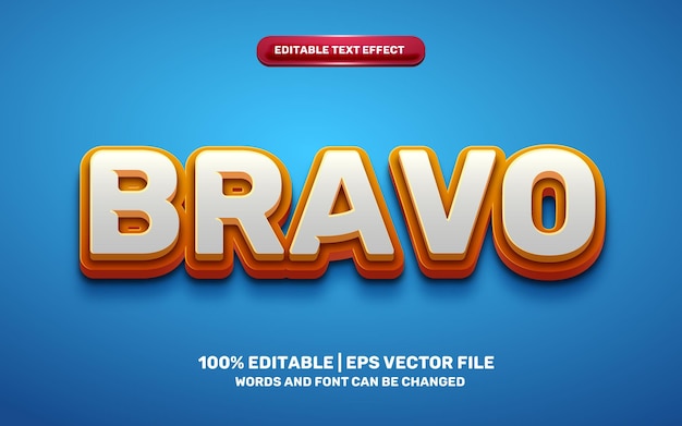 Bravo cartoon comic hero games 3d editable text effect