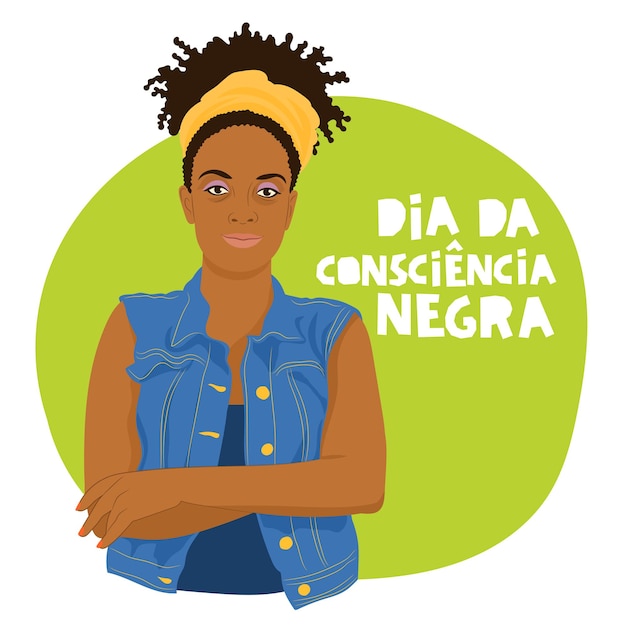 Бразилия день осведомленности чернокожих. dia da consciencia negra. концепция расового равенства и справедливости.