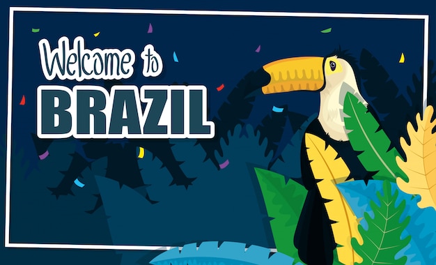 Brazil carnival banner with toucan