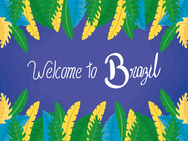 Brazil carnival illustration with lettering and feathers