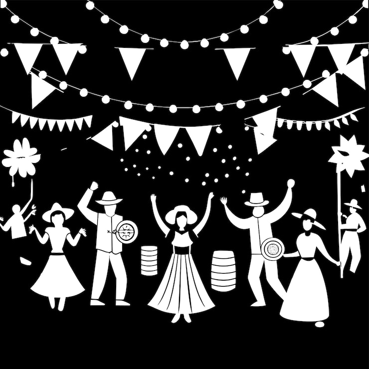 Vector ブラジル 祭り 服装 踊り 飾り 祭り 食事 休日 中夏 音楽 クアドリル
