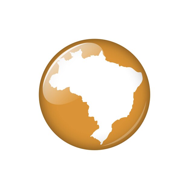 Brazil Circle Button Country Map Vector Template