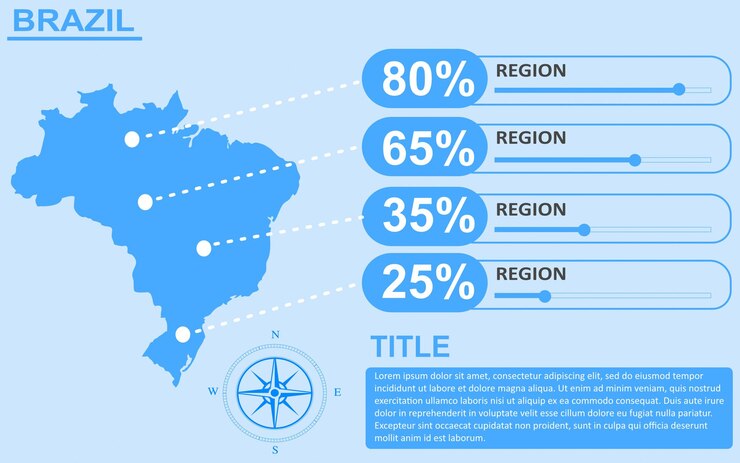 Vector brazil country region infographic with slider design slide presentation