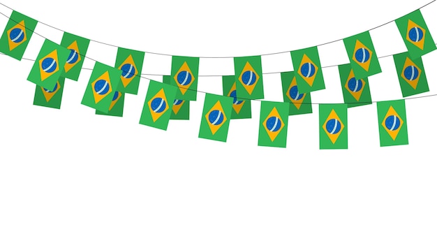 Brazil Flag Bunting Isolated On Background