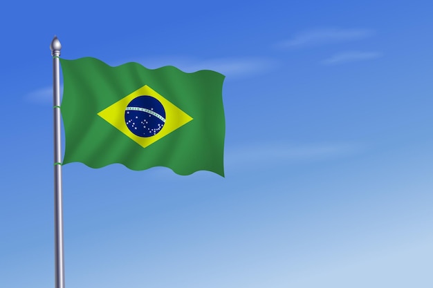 Brazil flag Independence Day blue sky background