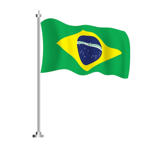 Brazil Flag Isolated Wave Flag of Brazil Country