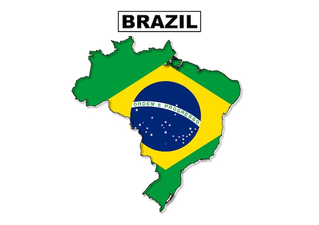 Карта флага бразилии в векторе