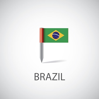 Perno della bandiera del brasile su sfondo bianco