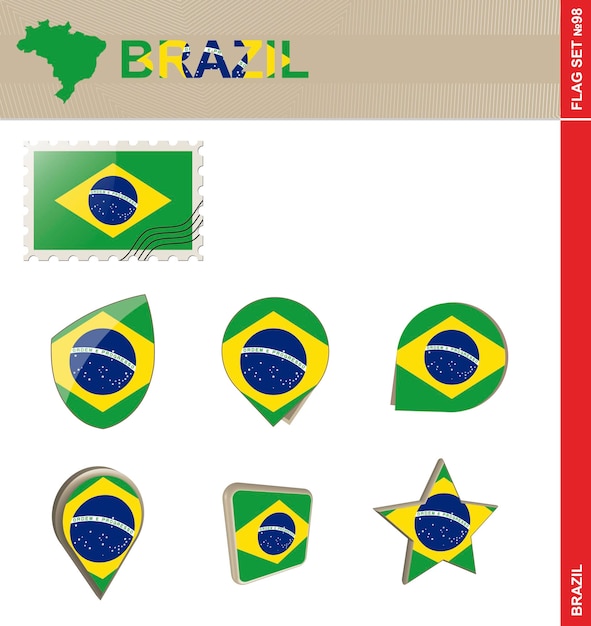 Brazil Flag Set Flag Set 98 Vector