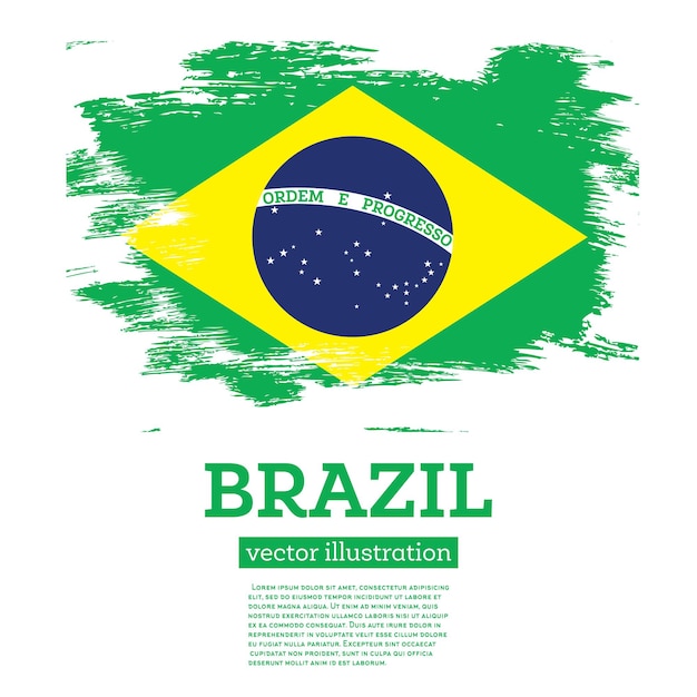 Vettore bandiera del brasile con pennellate. illustrazione di vettore.