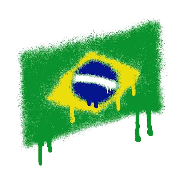 Vector brazil flag with spray paint