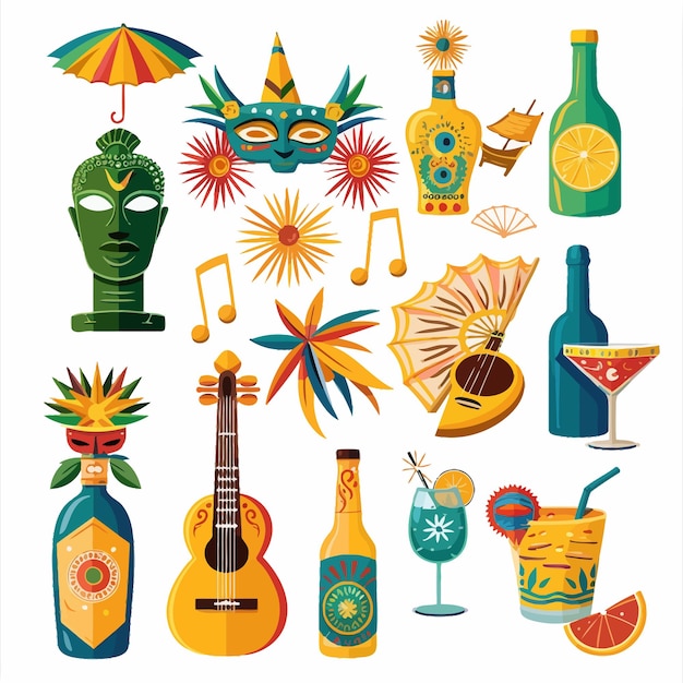 Brazil_icons_set_statue_musical_instrument