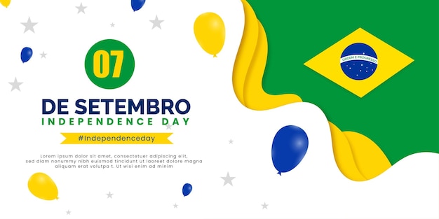 Vector brazil indepence dey green colour social media poster design