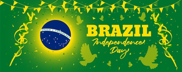 Brazil Independence day background  with Brazil flag-waving design illustration