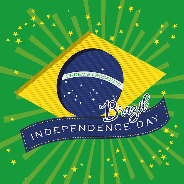 Brazil independence day brazil flag with stars Vector