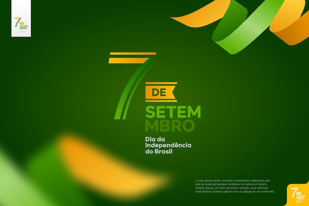 Brazil Independence Day logotype September 7th with flag background