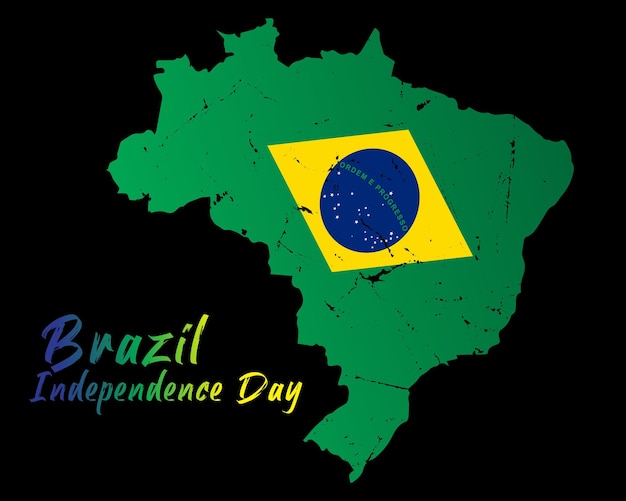 Brazil independence day map design with grunge effect.