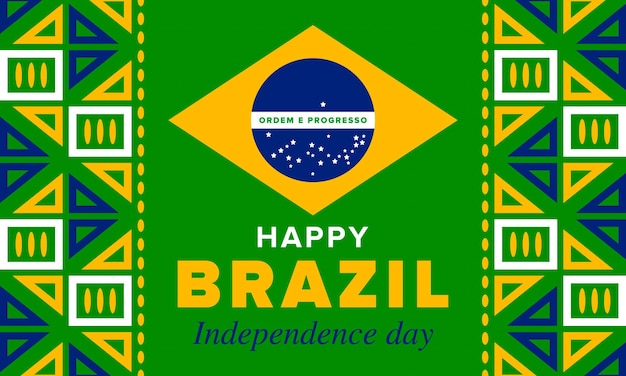Festa dell'indipendenza del brasile festa nazionale giorno della libertà bandiera del brasile arte vettoriale patriottica brasiliana