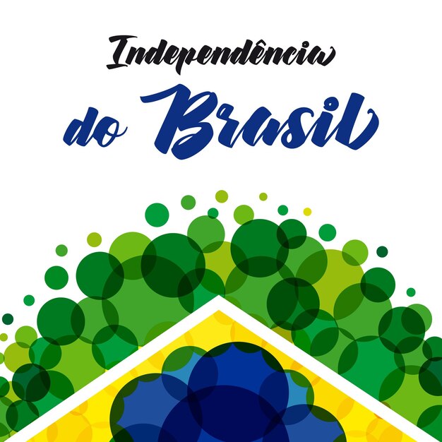 ブラジル独立記念日、ポルトガル語のテキスト、9 月 7 日のグリーティング カード。愛国的な休日のデザイン。