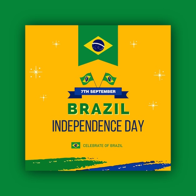 Vector brazil independence day social media post design template