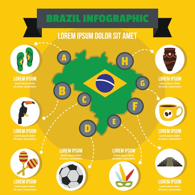 Brazil infographic concept, flat style