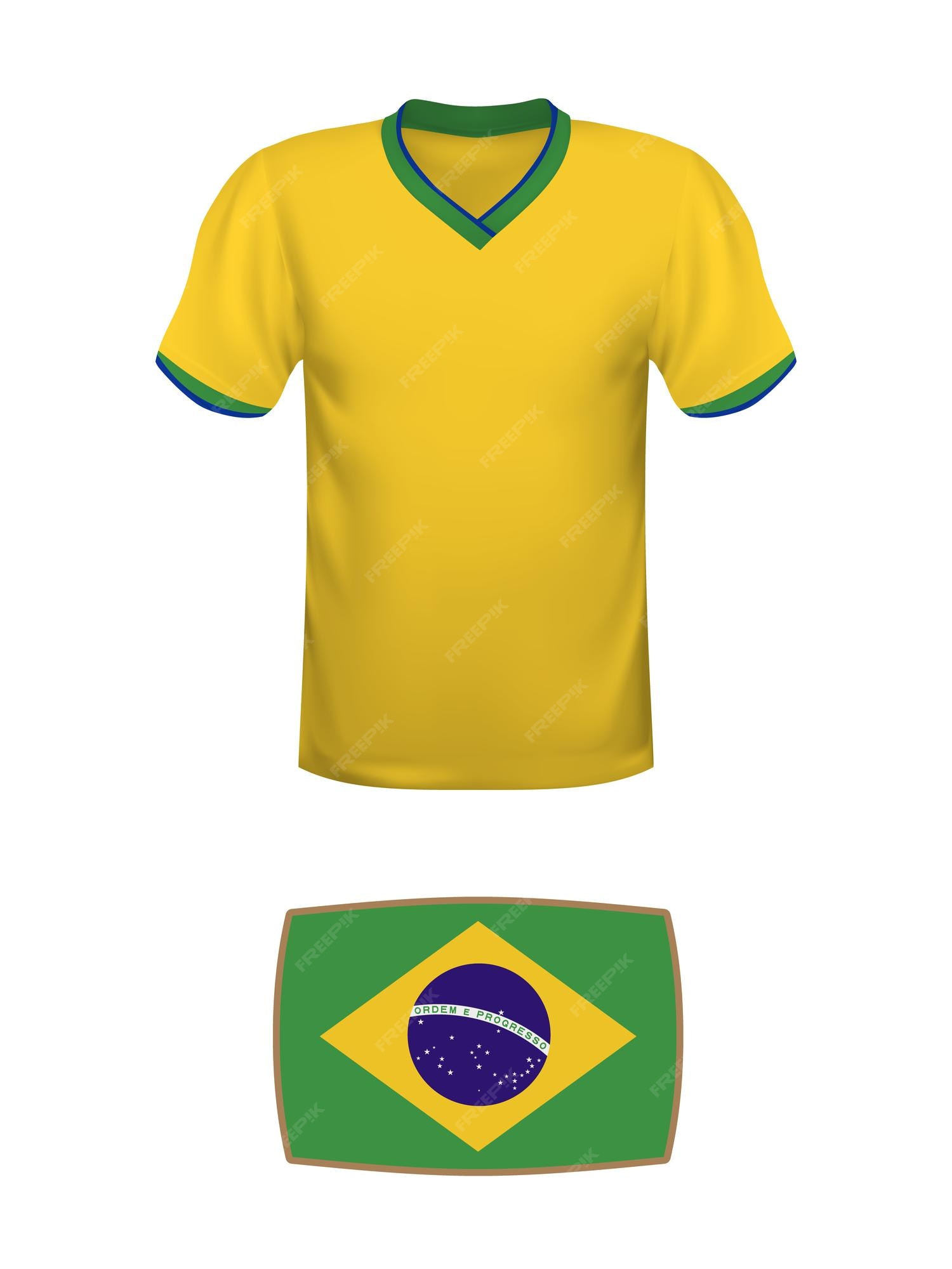 Realistic soccer uniform of a brazil team Vector Image