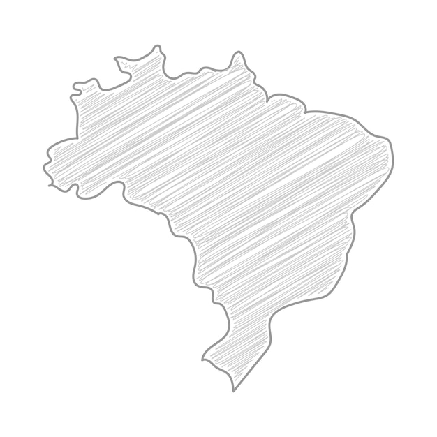 Vector brazil map drawing pencil sketch