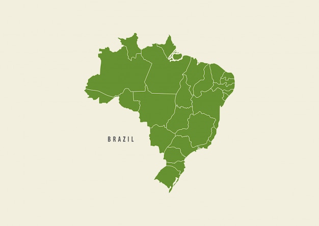 ブラジル地図グリーン白背景