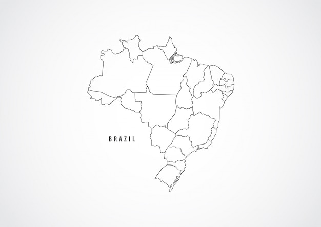 Brazil map outline on white background.