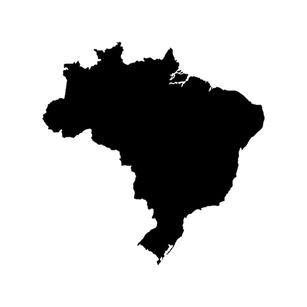 白い背景に分離されたブラジル地図シルエット