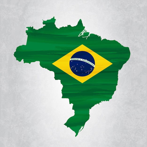 Brazil map with flag