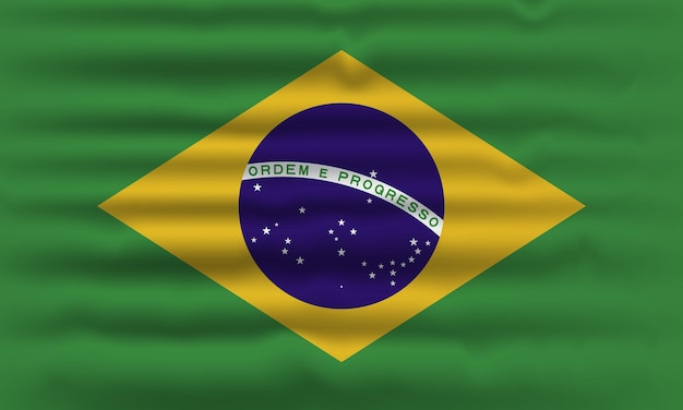 Brazil national flag waving realistic vector, flag of brazil