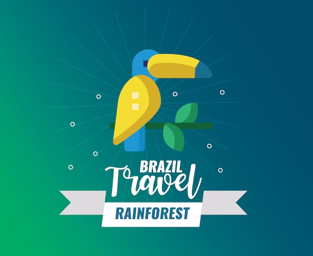 Brasile foresta pluviale e logo di viaggio