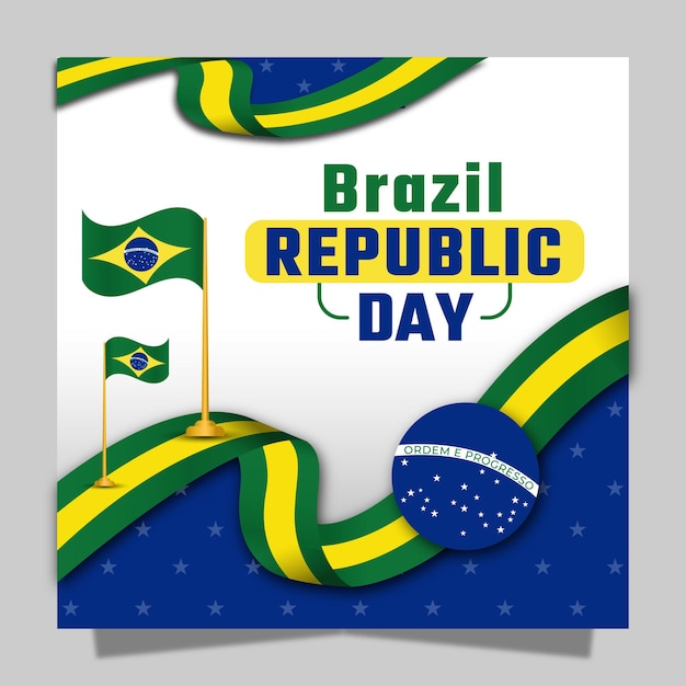 Баннер векторного иллюстратора дня республики бразилии, флаер и фоновый шаблон