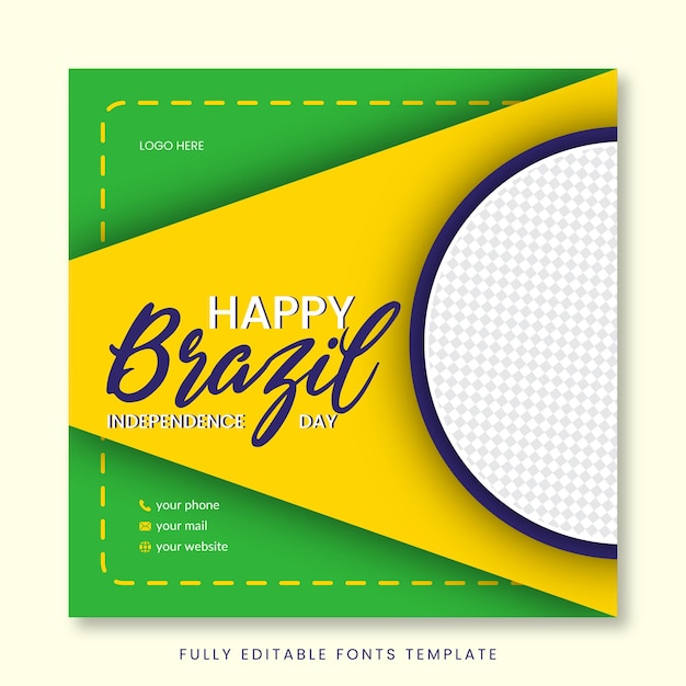 Brazil Social Media post banner editable template