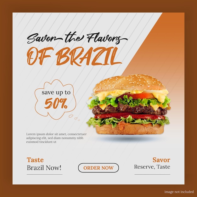 Vector brazil social media post brazil food design