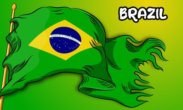 Vector brazil vector flag with hand drawn