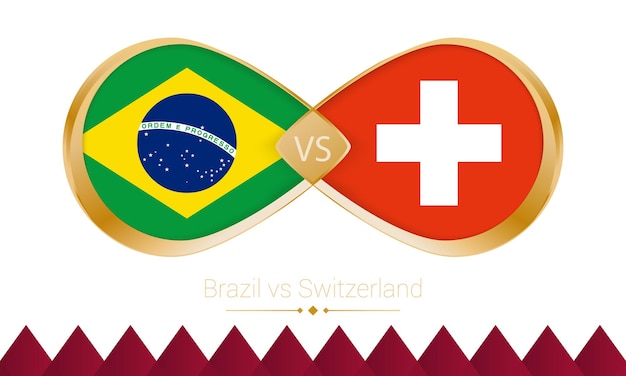 Brazil versus Switzerland golden icon for Football 2022 match