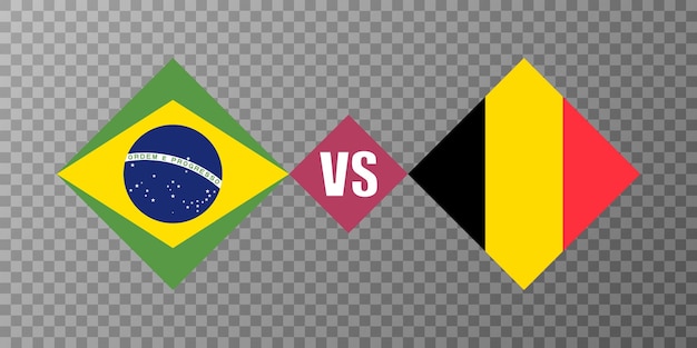 Brazil vs Belgium flag concept Vector illustration